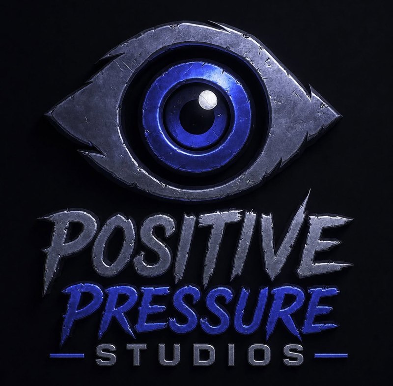 Positive Pressure Studios logo: a metallic eye above the studio name